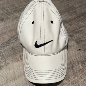 Nike White and Black Hat with Iconic Swoosh~ BRAND NEW